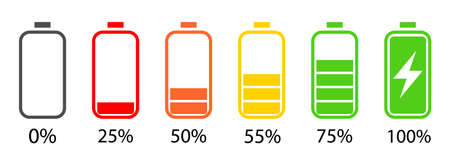 Battery charge level indicator set on white background vector illustrationのイラスト素材
