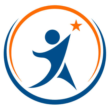 Success man reaching for star. Icon. Success logo conceptのイラスト素材