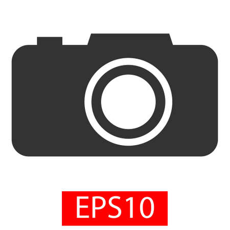 Camera icon, flat photo icon vector illustration isolated on white backgroundのイラスト素材