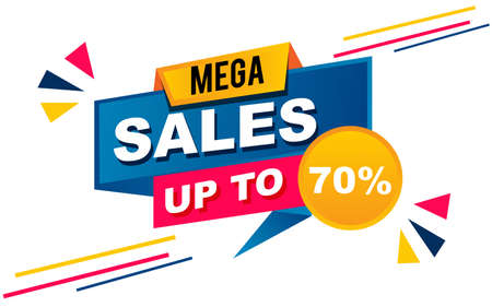 Sale banner template design. Mega sale special offer banner up to 70 %のイラスト素材