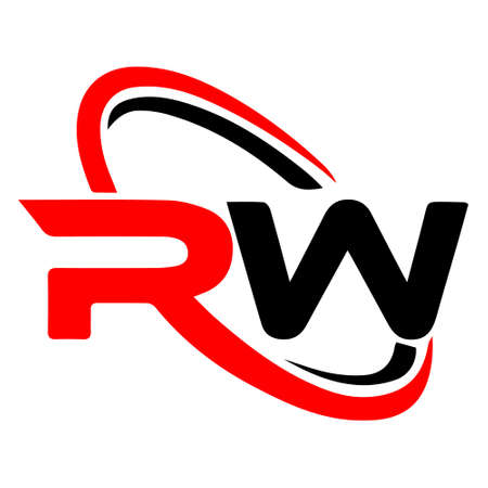 Initial letter RW template abstract design with red and black color for company identityのイラスト素材