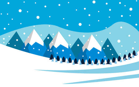 Merry christmas snowy winter background illustration in vectorのイラスト素材