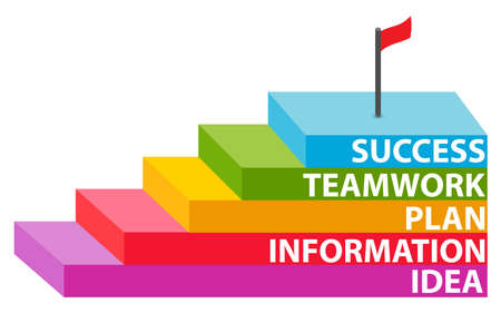 Business infographic steps diagram. Creative concept of five stages of a business projectのイラスト素材