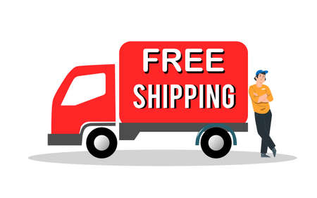 Free shipping concept illustration in vectorのイラスト素材