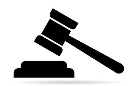 Judge gavel icon. Hammer flat symbol isolated on white backgroundのイラスト素材