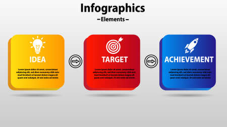 Three steps business infographics elements isolated on white backgroundのイラスト素材