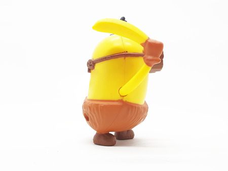 Minions toy isolated on white background an action figure from Despicable Me series animated 3D film...