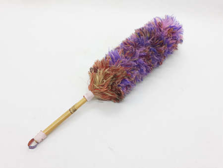 multiple colorful duster for cleaning on white isolation background