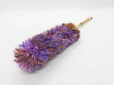 multiple colorful duster for cleaning on white isolation background