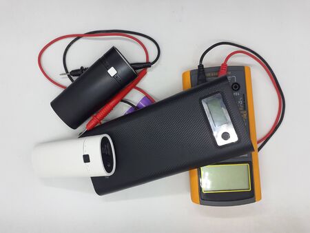 Modern Colorful Power Bank Design with 18650 Battery Type for Electronic Device Charger in White...