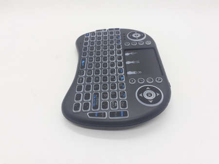 a black remote control for smart tv on white isolation background