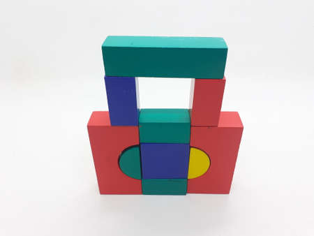 colorful block toys in white isolation background