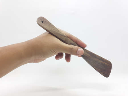 cooking utensils made of woods  in white isolation backgroundの写真素材