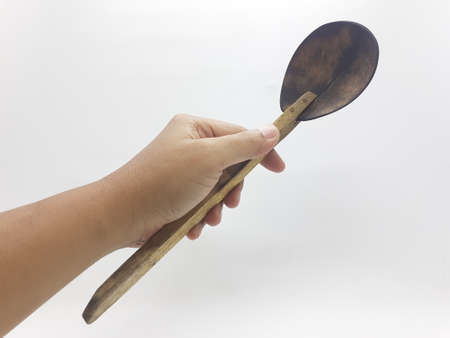 cooking utensils made of woods  in white isolation backgroundの写真素材