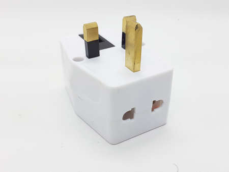 cable and electronic plugs on white isolation background