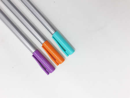 colorful pen on white isolation background