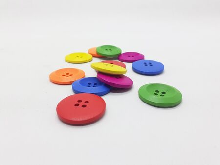 Various Bright Colorful Handmade Cute Shirt Button for Tailor Clothing Accessories in White Isolated...
