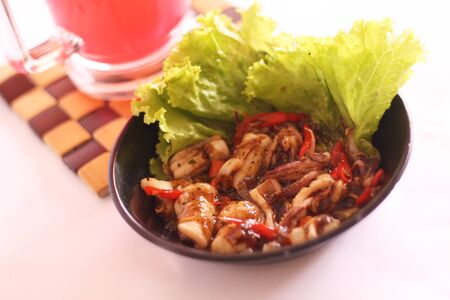 Delicious healthy food on beautiful platesの写真素材