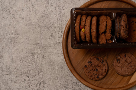 Cookies, Chocolate chip cookie isolated on white backgroundの写真素材