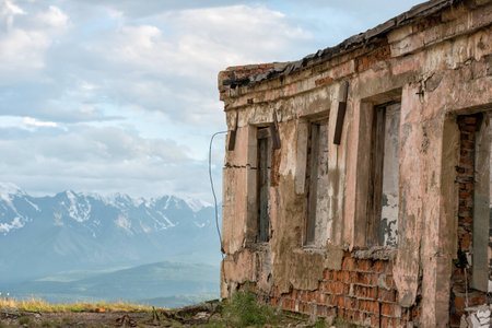Abandoned building on top of the mountain. Altai, Russiaの写真素材