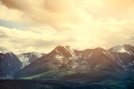 Beautiful landscape in the mountains. Fantastic morning glowing by sunlight.の写真素材