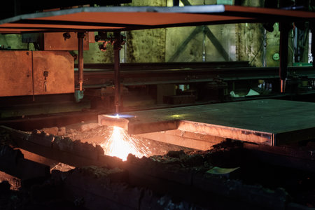 Machine for gas fusing extremely thick steel plates in ironworks Cutting