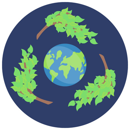 Vector sticker recycling, save green planet, vector iconのイラスト素材