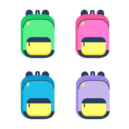 Schoolbag cartoon vector illustration. Colorful background. Backpack design.のイラスト素材
