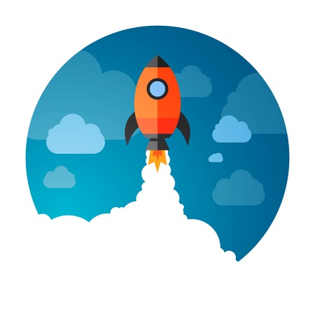 illustration of a Business Start-Up Rocket Space Explorationのイラスト素材