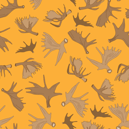 Moose Antlers on orange seamless pattern print backgroundのイラスト素材