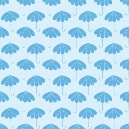 Raindrop shapes make blue umbrellas seamless pattern print backgroundのイラスト素材