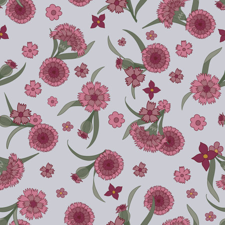 Vintage Burgundy Red Floral Design of India-Inspired seamless pattern print backgroundのイラスト素材