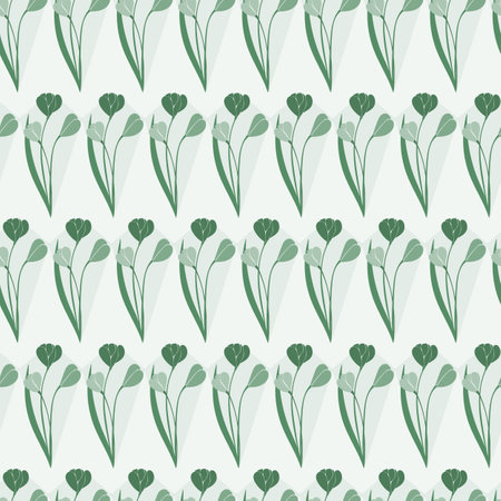 Monochromatic Hunter Green Abstract Tulips in a Kite Shape Geometric Stripe design creating a seamless pattern print backgroundのイラスト素材