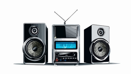 Vector illustration of three different types of audio speakers on a white backgroundのイラスト素材