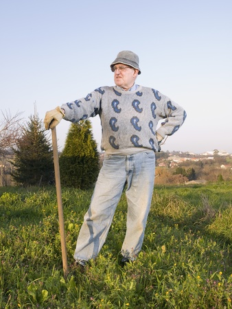 Man posing on their land farmerの写真素材
