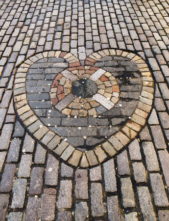 Heart made of stone pavers. The heart is situated in the Scottish city of Edinburgh.の写真素材