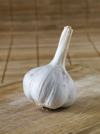 Garlic on wooden backgroundの写真素材