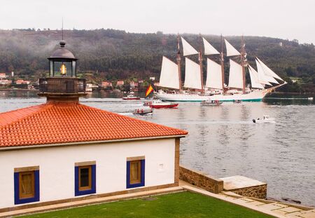 FERROL, SPAIN - FEBRUARY 15: Spanish Navy Training Ship, Juan Sebastian de Elcano on February 15 ,...