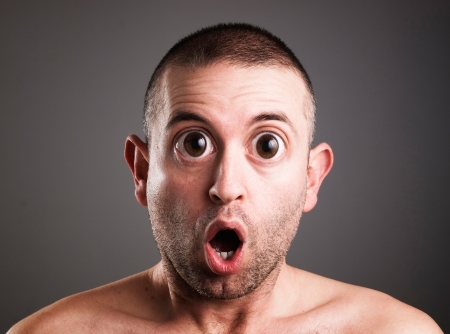 Caucasian man with surprised expressionの写真素材
