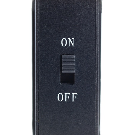 Switch on and off on white background and square compositionの写真素材