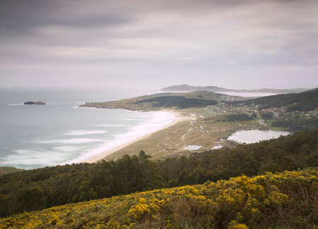 Doninos beach in Ferrol, Galicia, Spain in a cloudy day の写真素材
