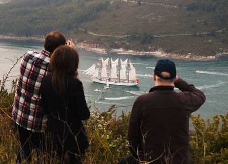 FERROL, SPAIN - FEBRUARY 16: Spanish Navy Training Ship, Juan Sebastian de Elcano on February 16 ,...