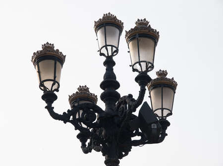 Classic streetlight in La Coruna, Galicia, Spain.の写真素材