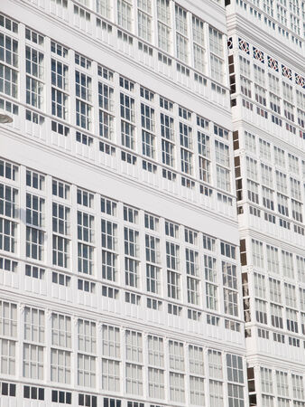 Windows facade of typical buildings in La CoruÃ±a, Galicia, Spain.の写真素材