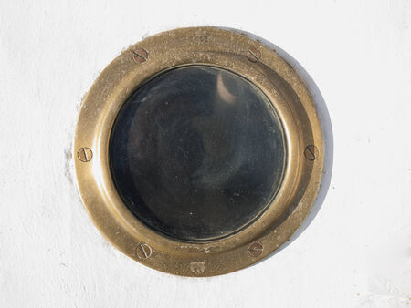 bull's-eye on white background in a shipの写真素材