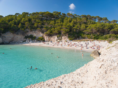 Mitjana beach in Menorca, Spain in a sunny day.