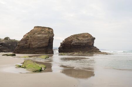"Playa de Las Catedrales" (Cathedrals beach). This is one of the most famous beaches of Spain.の写真素材