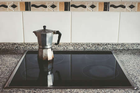 Italian coffee in a kitchen with natural lightの写真素材