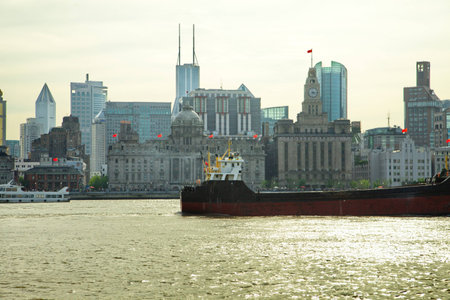 Beautiful embankment in Shanghai, Chinaのeditorial素材
