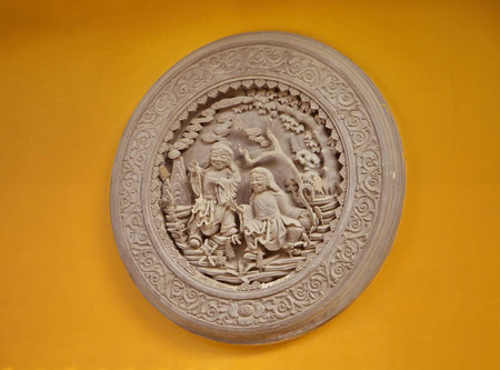The bas-relief on the wall in Shanghaiの写真素材